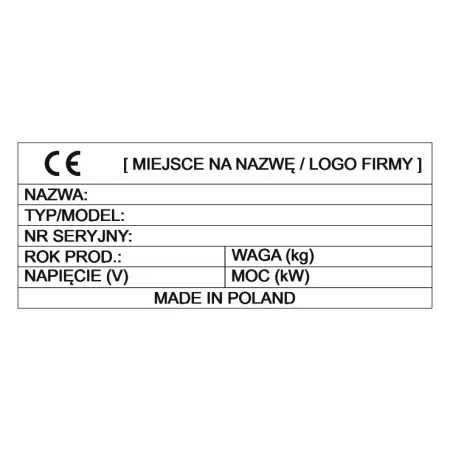 Tabliczka znamionowa (laminat + otwory montażowe) 10x4 cm
